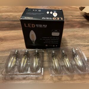 Chandelier LED Edison Bulb 6 Pack 4W 5000K Dimmable Open Box